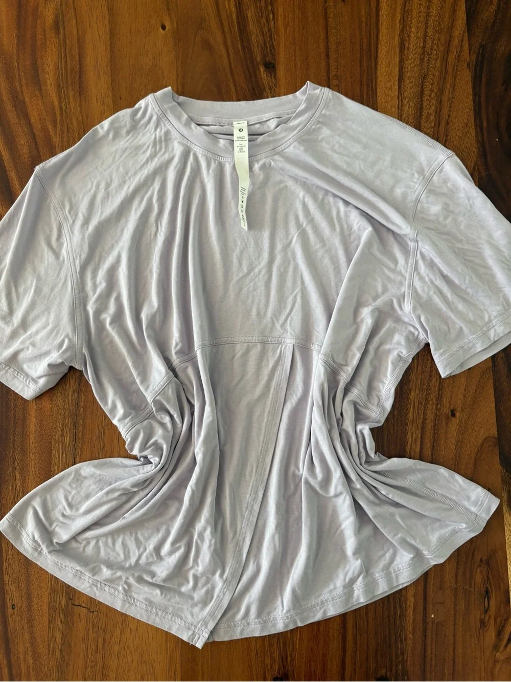 Lululemon Modal-Silk Blend Tie-Front Yoga T-Shirt In Faint Lavender Size 10
